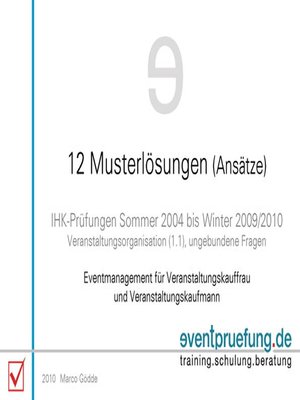 cover image of 12 Musterlösungen (Ansätze) Eventmanagement für Veranstaltungskauffrau und Veranstaltungskaufmann